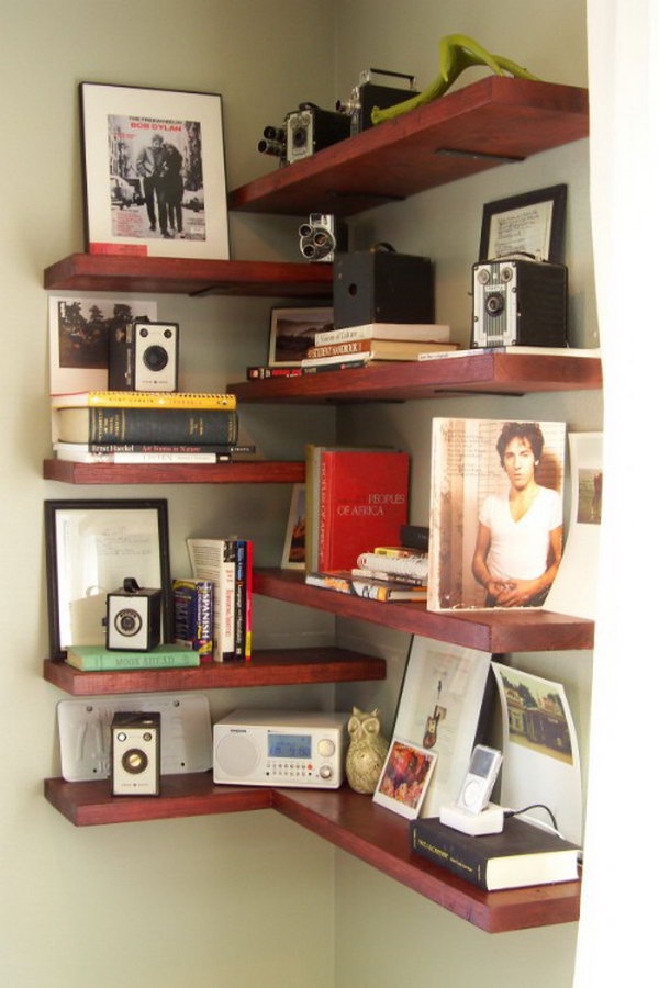 DIY Corner Shelves.