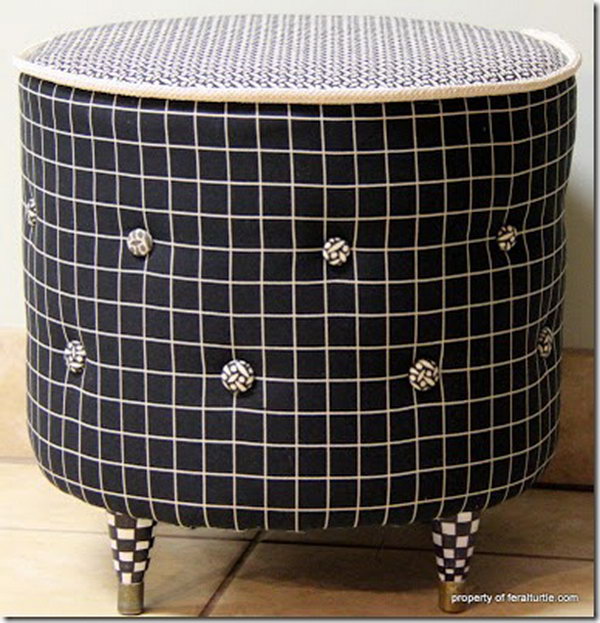 DIY Drum Ottoman.