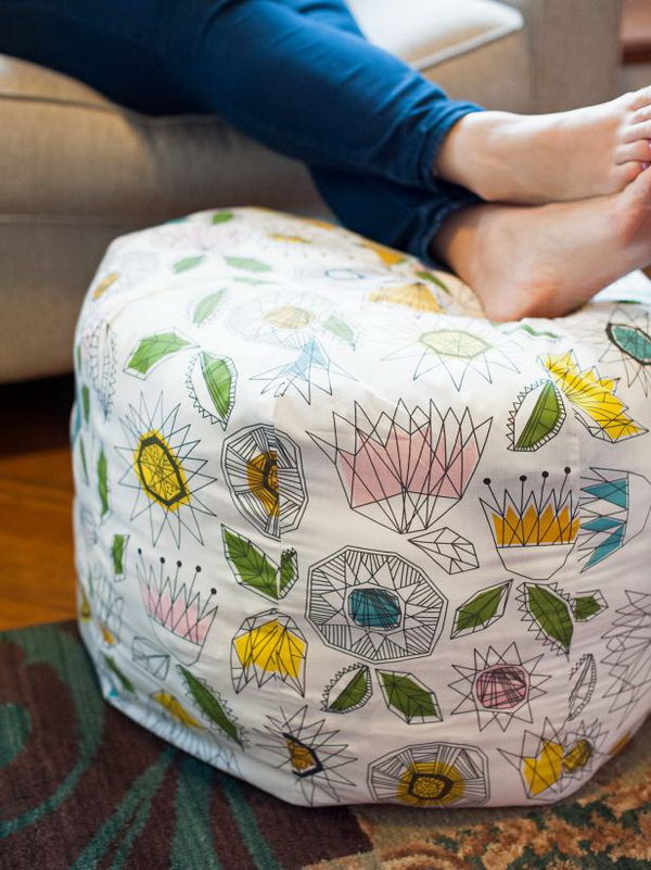 DIY Fabric Ottoman.