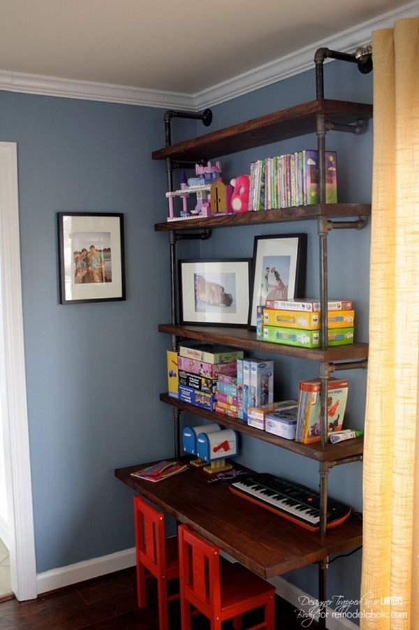 DIY Industrial Pipe Shelves and Desk.