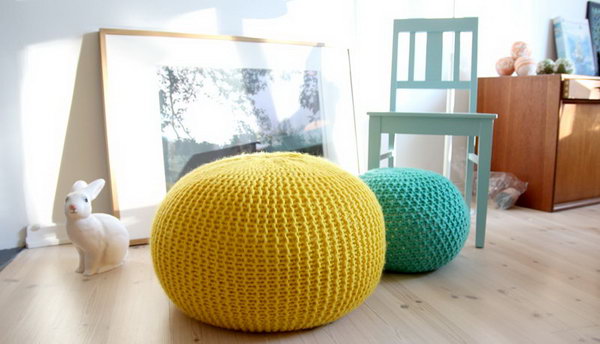 DIY Knitted Poufs.