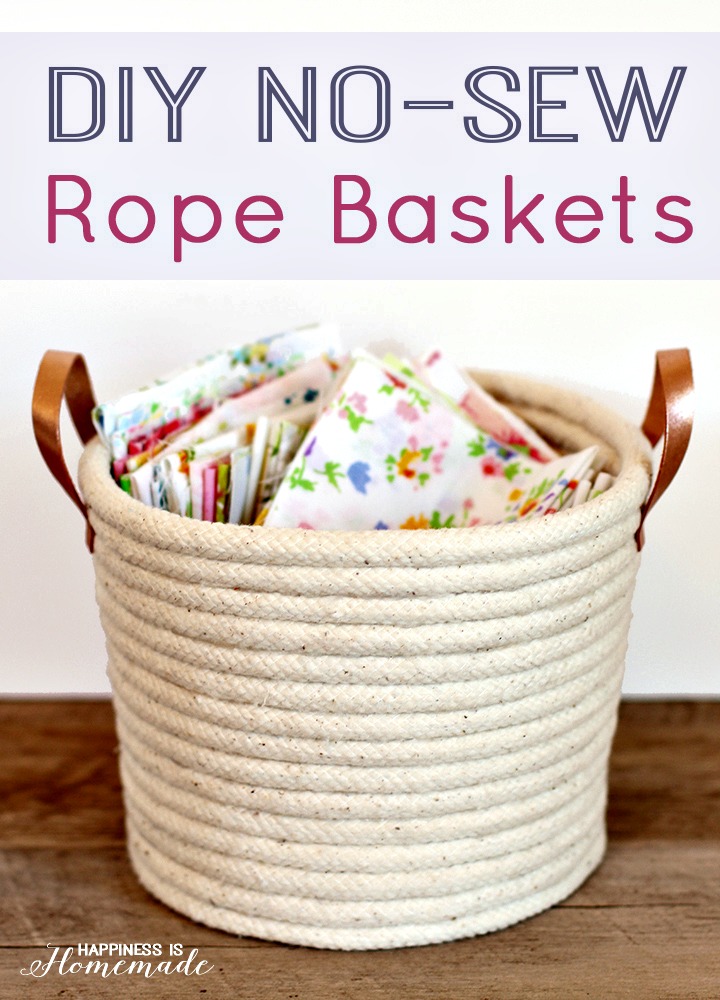 DIY No-Sew Rope Baskets.