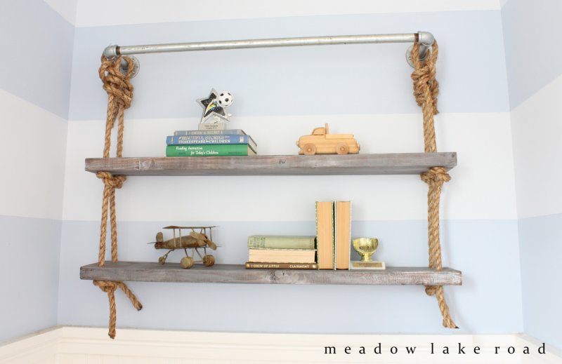 DIY Pipe And Rope Shelves. DIY Home Decor Ideas