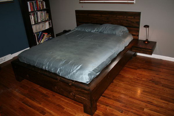 DIY Platform Bed with Floating Nightstands.