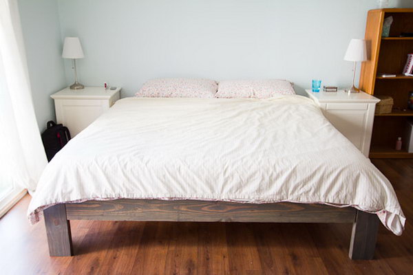 DIY Rustic Wooden Bed Frame.