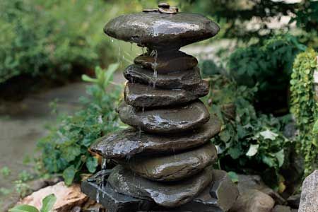 DIY stacked rock fountain.