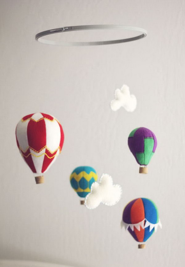 Felt Hot Air Balloon Mobile, Decorating a Baby Room