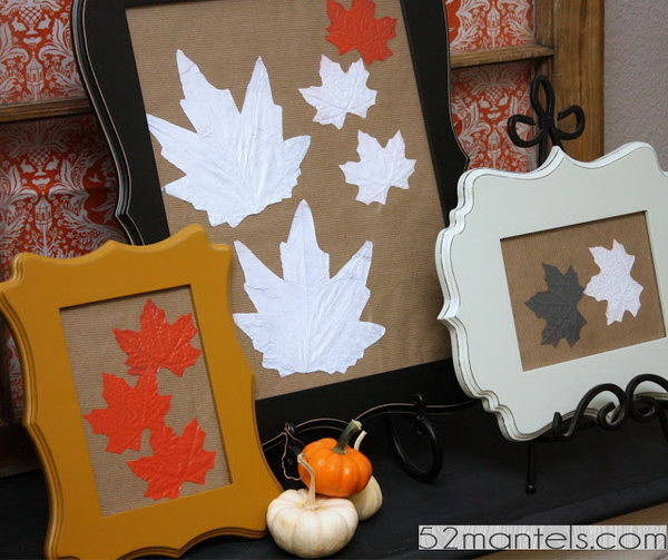 Framed Fall Leaf Wall Art.