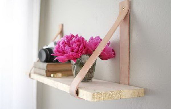 Leather Strapped Shelf.