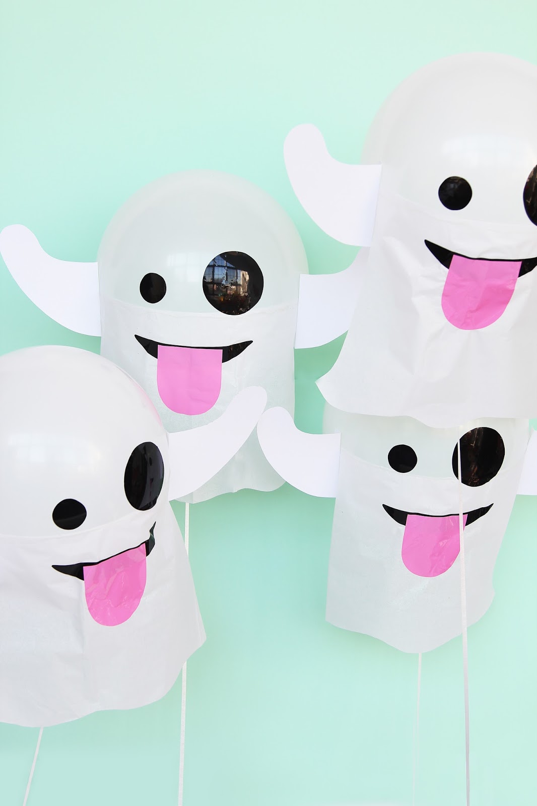 Little emoji ghost balloons. Homemade Halloween Decoration