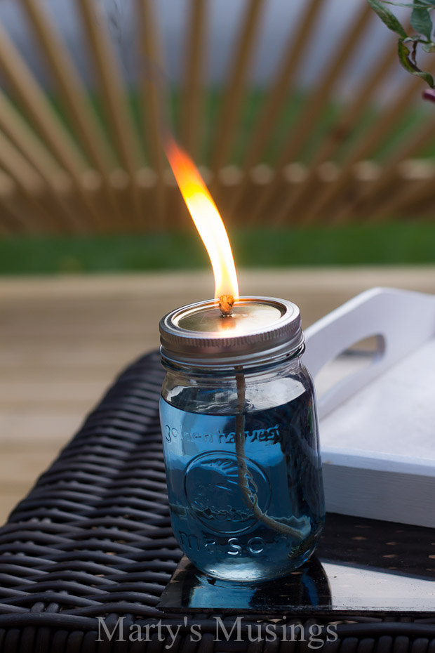 Making your own citronella candles.