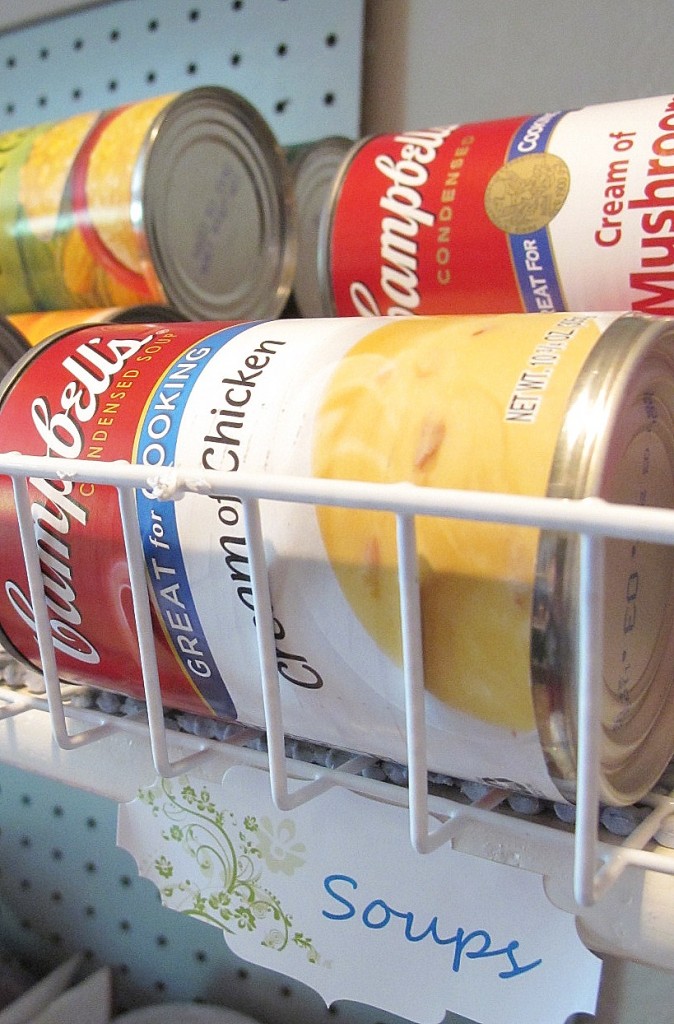 Perfectly organize canned food. Dollar Store Organization