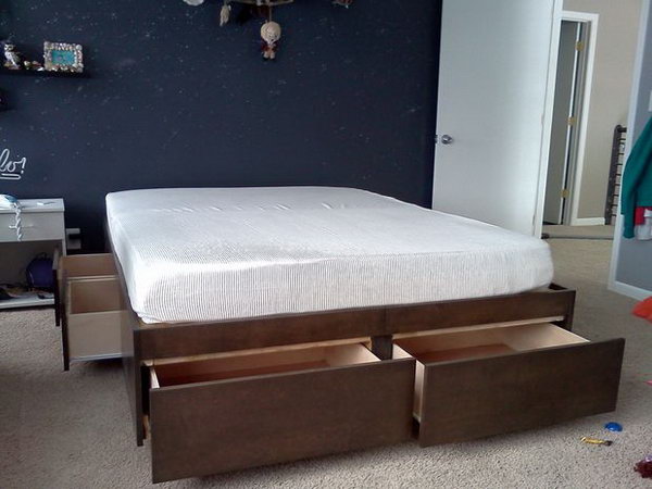 Platform Bed Frame with Drawers.