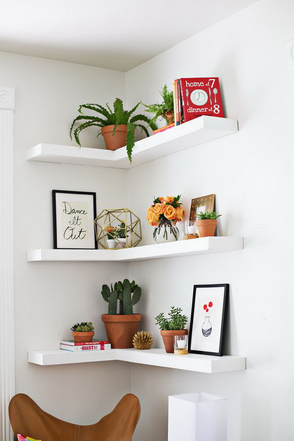 White Floating Shelves. DIY Wall Shelf Tutorials
