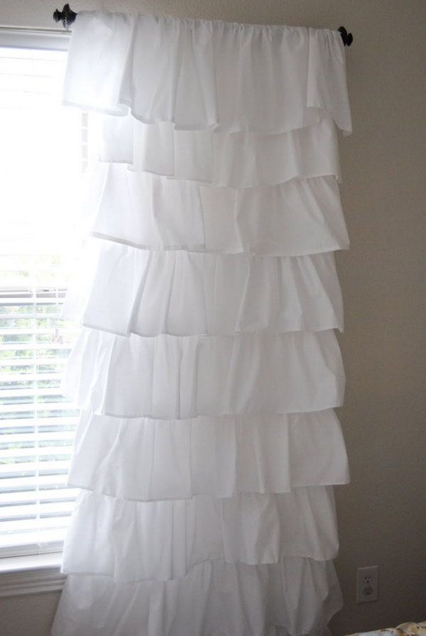 White Shabby Chic Ruffle Curtains. DIY Window Tutorials