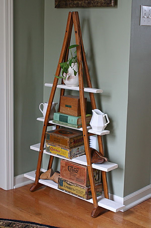 Wood Crutch Shelf. DIY Wall Shelf Tutorials