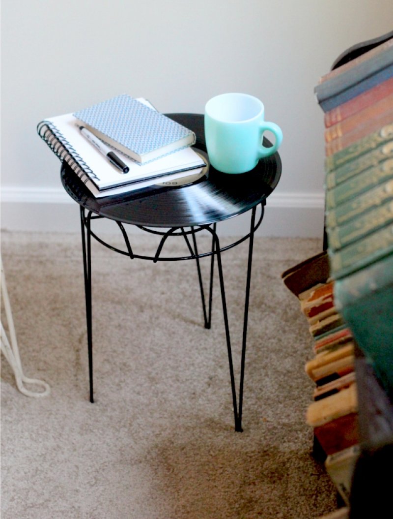 An old record, a planter stand.