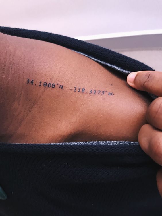 Bestfriend Coordinates text Tattoo.