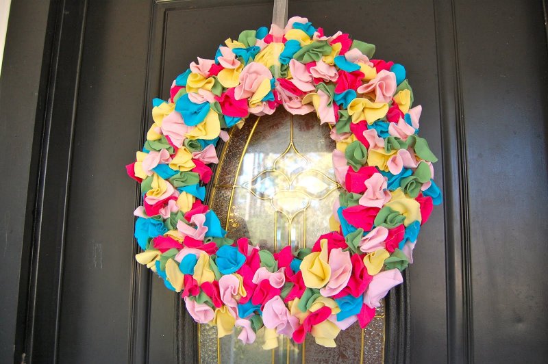 Colorful T-Shirt Scrap Wreath.