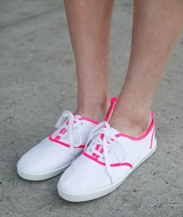 DIY Awesome Neon Lined Canvas Sneakers.