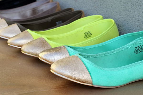 DIY Gold-Tipped Ballet Flats.