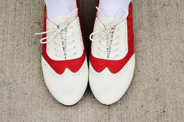 DIY Red Sanddle Shoes.