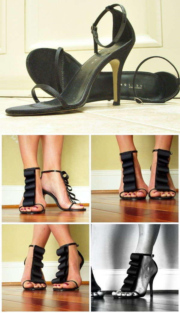 DIY Ruffled Styling Black Heels.