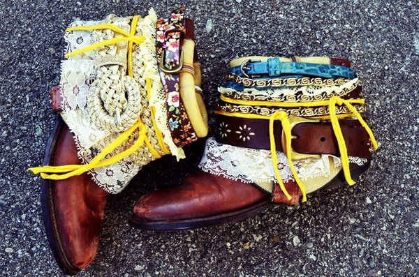 Easy DIY Belted Boots Using Old Cowboy Boots and Some Rad Belts.