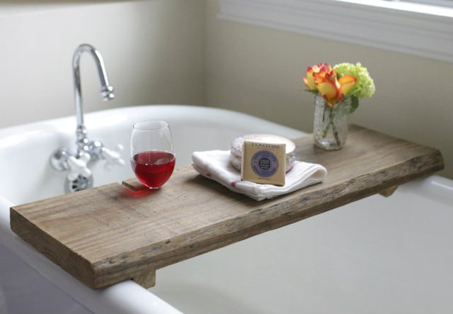 Make this rustic bath caddy from a single board. One Board Woodworking Project