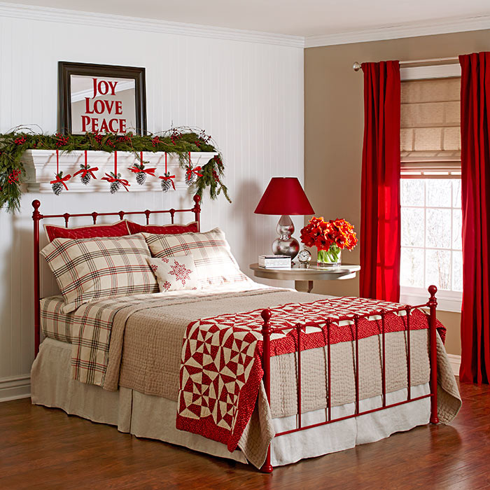 Beautiful Christmas bedroom decor.