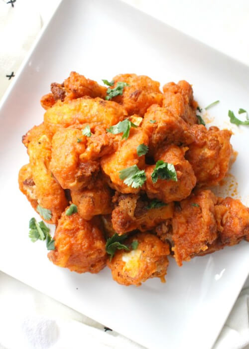 Beer Battered Cauliflower Buffalo Wings.