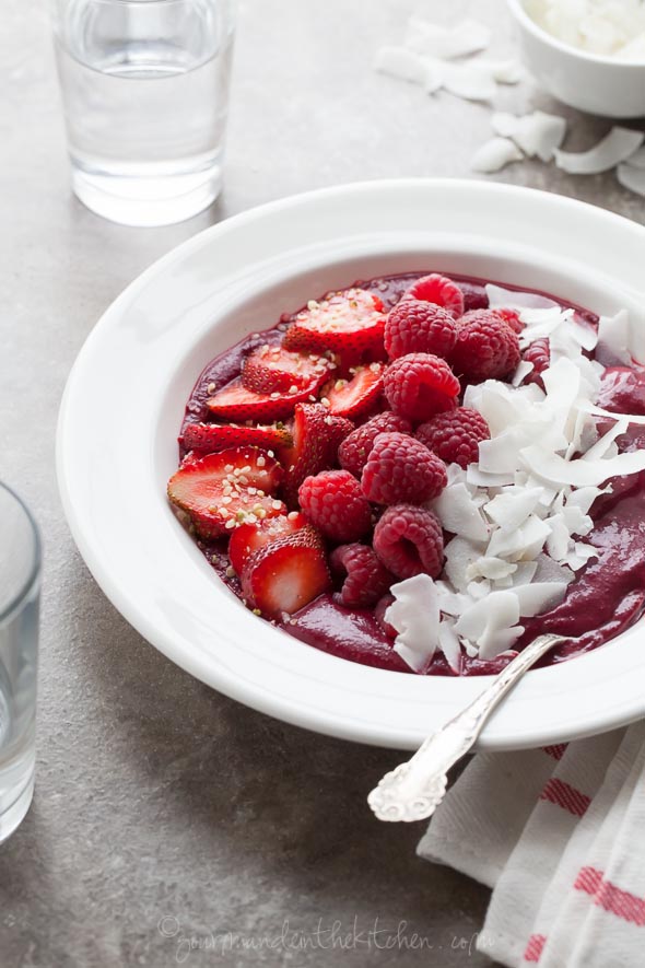 Berry Beet Acai Breakfast Bowls from Gourmande in the Kitchen