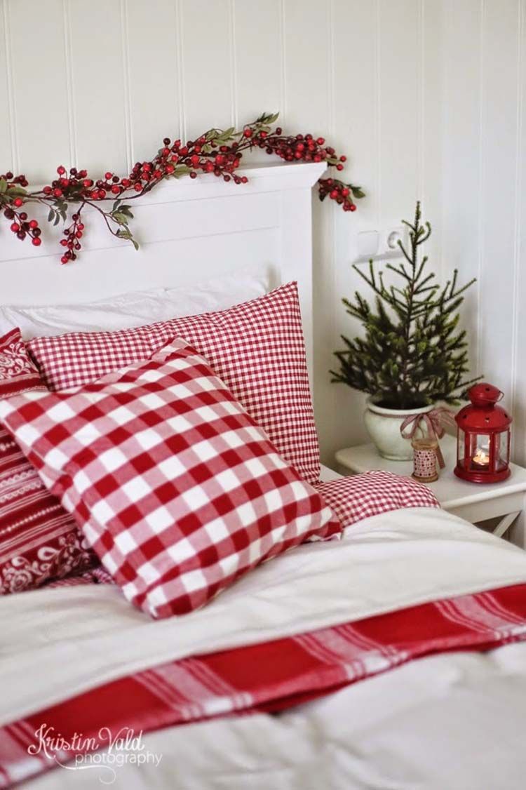 Cozy Christmas Headboard Decor with Holly.