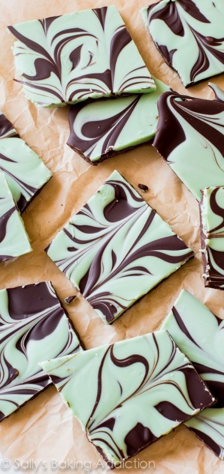 Easy Mint Chocolate Swirl Bark.