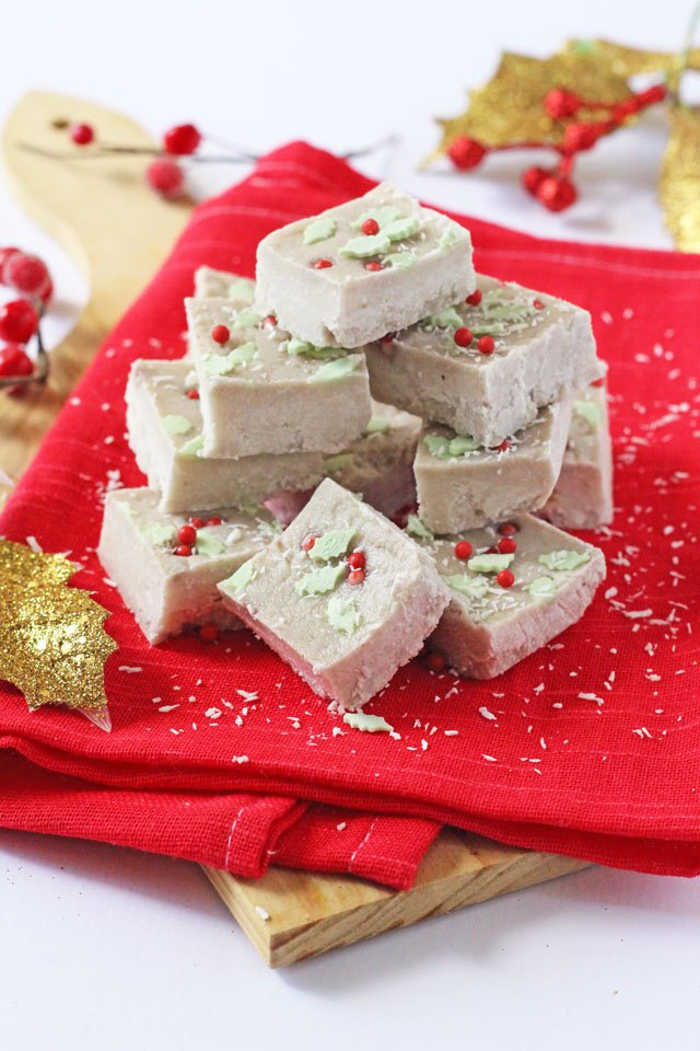 Healthy coconut banana Christmas fudge by My Fussy Eater.