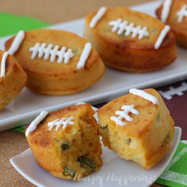 Jalapeno Cheddar Corn Bread Footballs