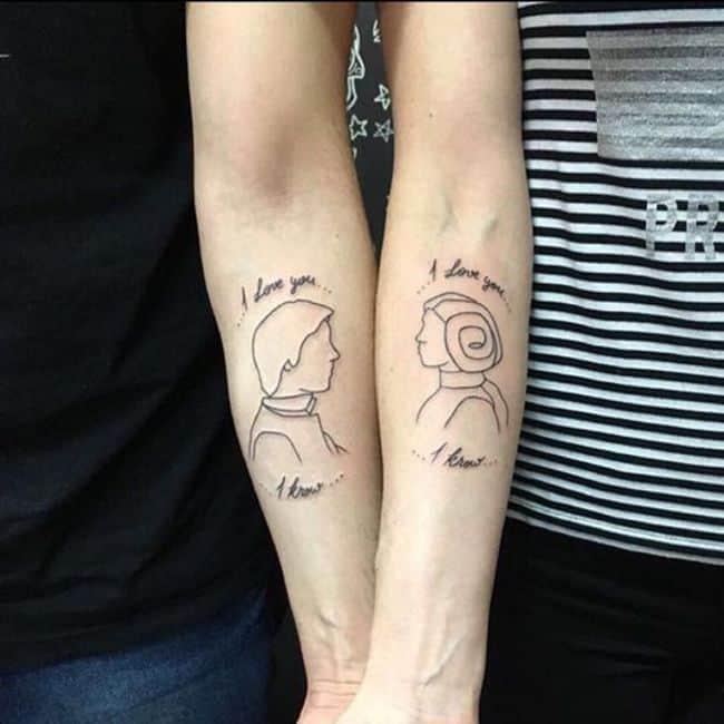 Matching Star Wars tattoos for couples.