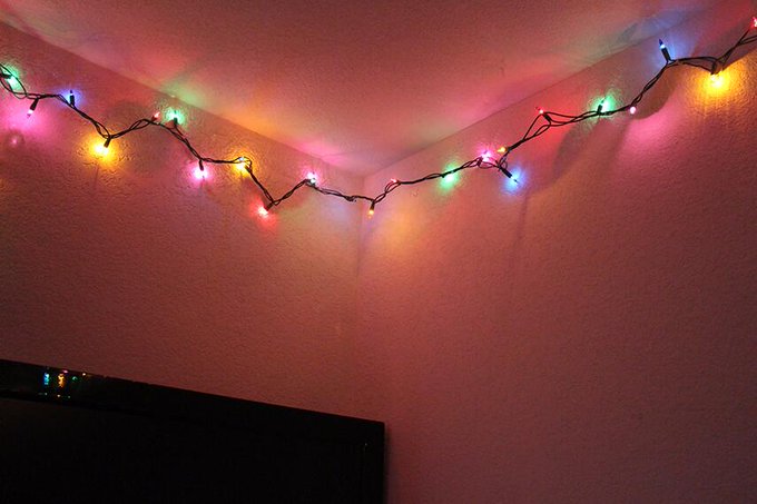 Put up some Christmas lights in bedroom.