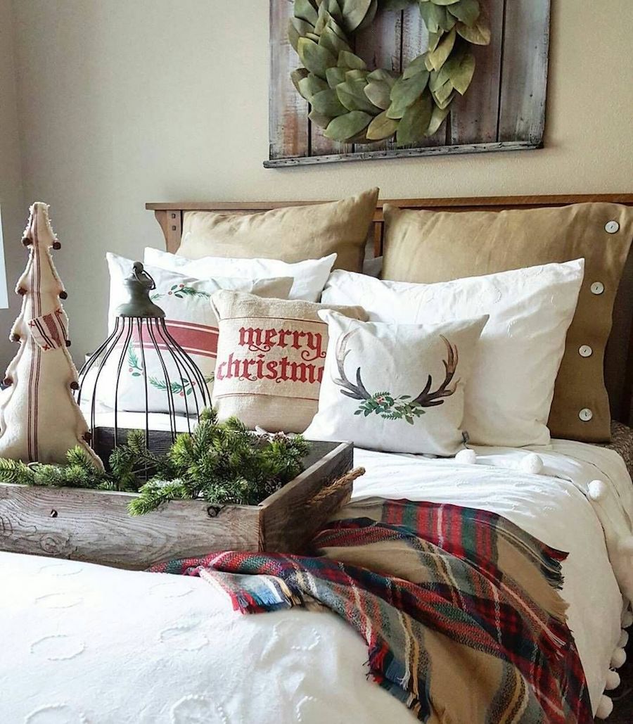 Rustic Christmas Bedroom Decor.