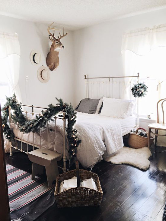 Rustic Christmas Bedroom.