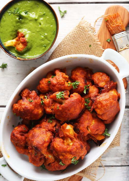 Spicy Red Curry Cauliflower “Wings”.