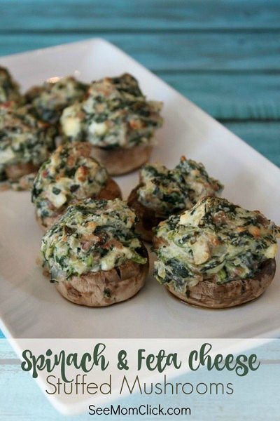 Spinach and Feta Cheese Stuffed Mushrooms