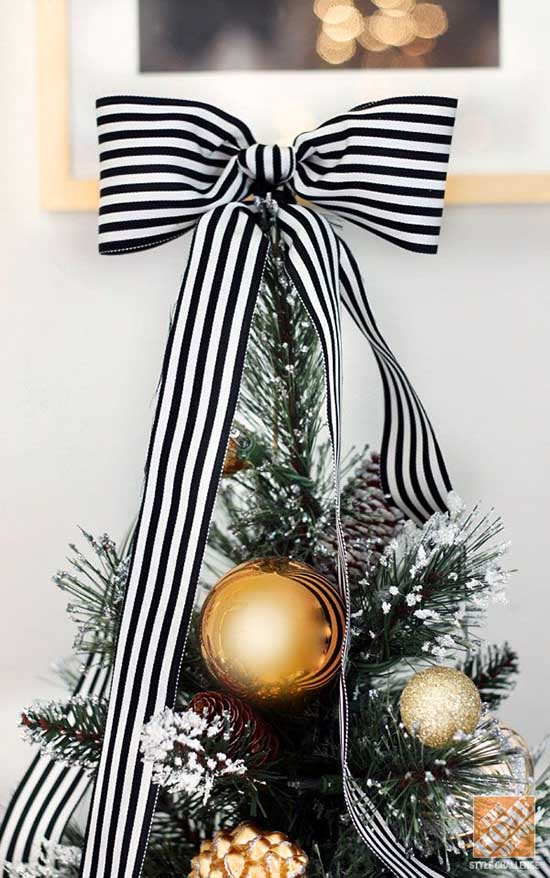 Stripped Bow Tree Topper.