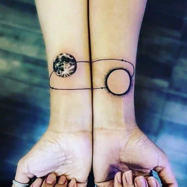The orbit tattoos.