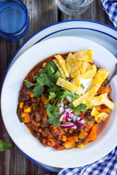 Three Bean Loaded Veggie Chili