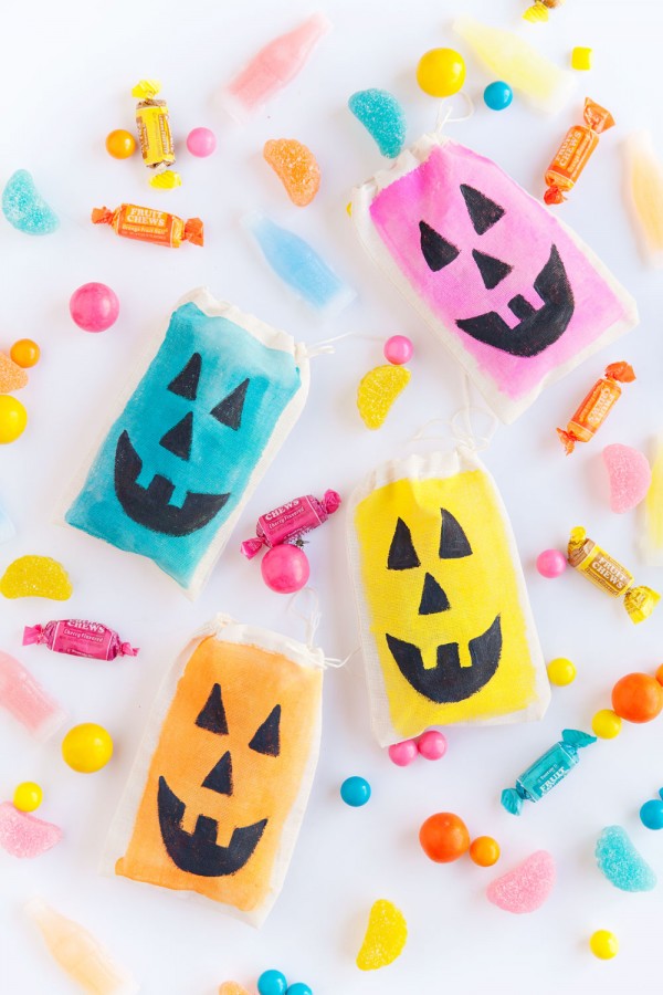 Colorful Jack O' Lantern Treat Bags