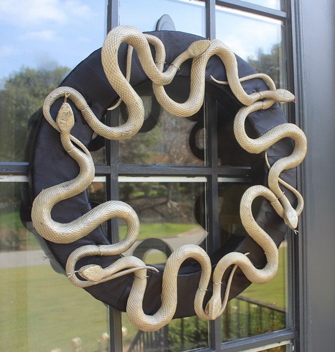 Creepy Gold Snakes Halloween Wreath.