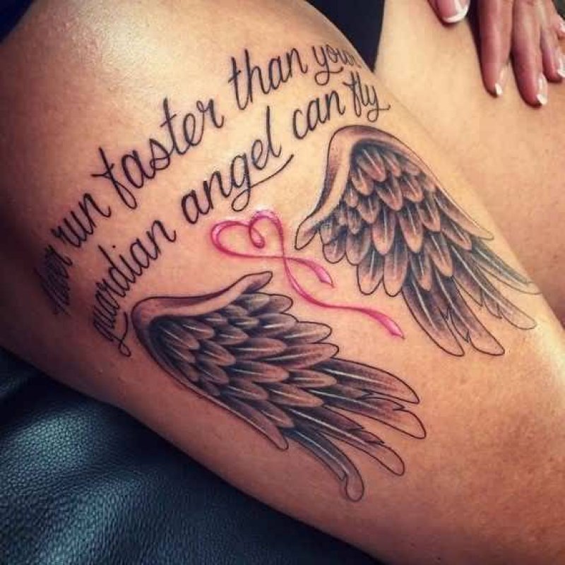 Custom Red And Black Color Ink Angel Wings. 