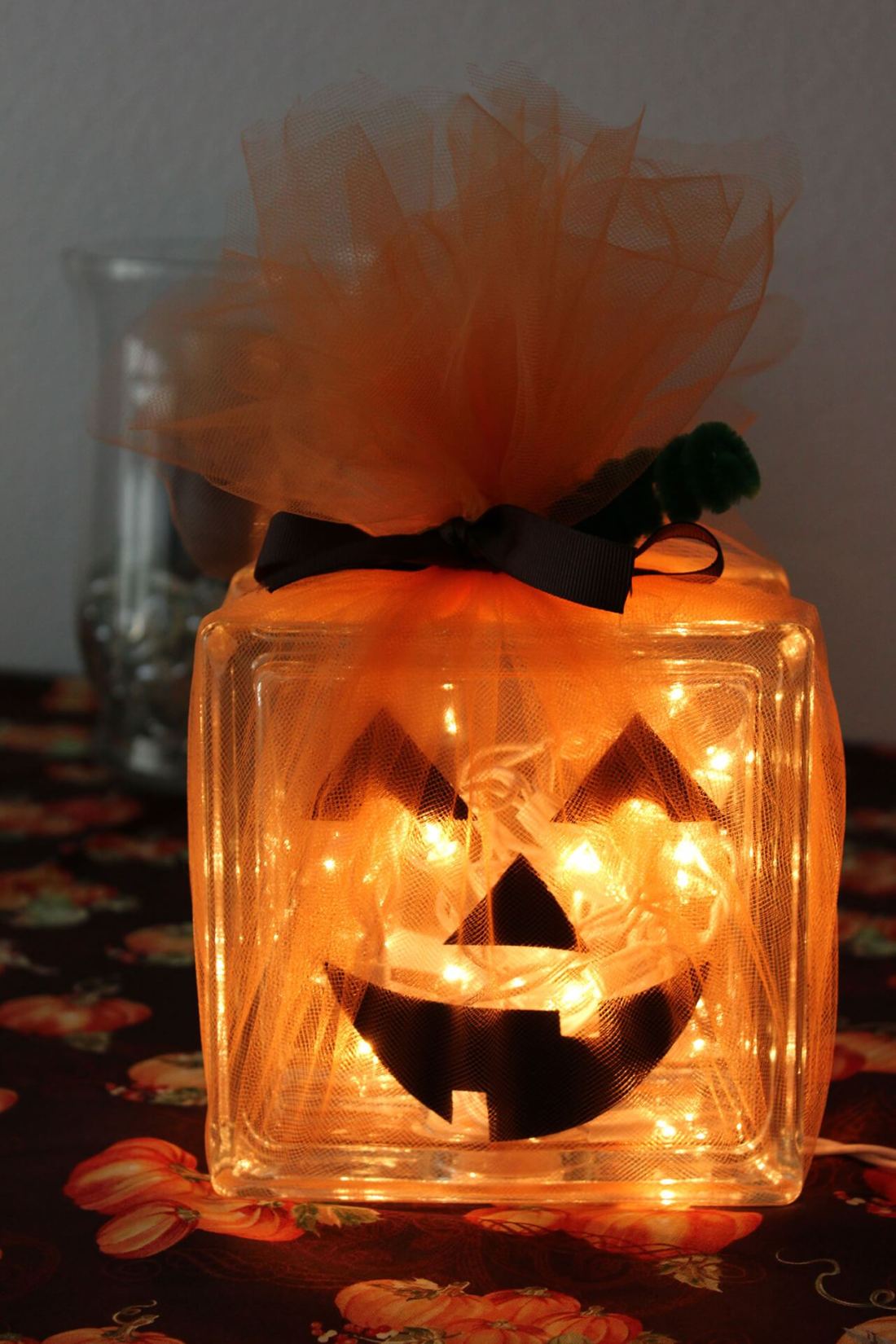 Glass Block Pumpkin.