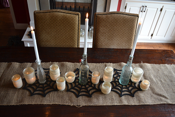 Glass and Candle Halloween Centerpiece.